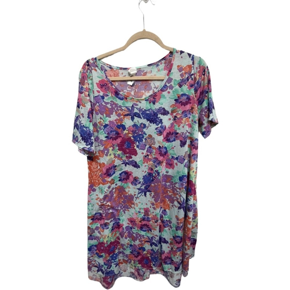 Hayze Floral Swing Dress Womens XL Multicolor Watercolor Flower Print Short